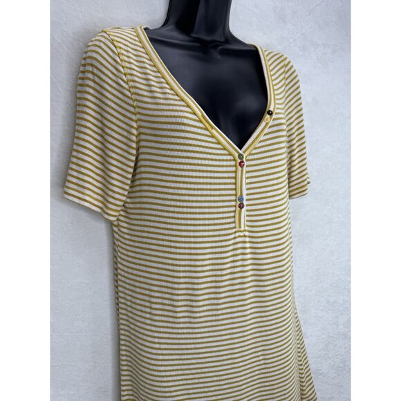 Anthropologie Pure + Good Striped Shirt Dress Yellow White Size Small - Picture 4 of 9
